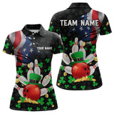 Maxcorners Personalized Us Flag St Patrick Day Funny Bowling Shirt Men & Women Team Polo & 1/4 Zip Shirts