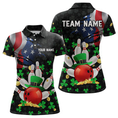 Maxcorners Personalized Us Flag St Patrick Day Funny Bowling Shirt Men & Women Team Polo & 1/4 Zip Shirts