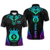 Maxcorners Custom Black 9 Ball Crown Neon Billiard Shirts for Men Billiard Team Shirts Billiard League LM2007