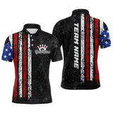 Maxcorners American Flag Bowling Custom Men Bowling Shirt Polo & Quarter-Zip Bowling Team Jerseys LM283