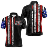 Maxcorners Custom Name American Flag Billiard Jerseys 8 Ball Pool Billiard Shirts For Men And Women Polo & 1/4 Zip Shirt