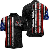 Maxcorners Custom Name American Flag Billiard Jerseys 8 Ball Pool Billiard Shirts For Men And Women Polo & 1/4 Zip Shirt