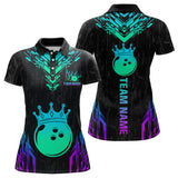 Maxcorners Custom Black Neon Crown Bowling Jersey for Men Bowling Uniform Polo & 1/4 Zip Bowling Team Shirts MT2009