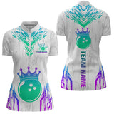 Maxcorners Custom White Neon Crown Bowling Jersey for Men Bowling Uniform Polo & 1/4 Zip Bowling Team Shirts MT2009