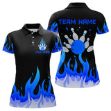 Maxcorners Custom Blue Flame Bowling Shirts for Men Polo & Quarter-Zip Bowling Team Jerseys MT1706