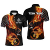Maxcorners Custom Flaming US Flag Eagle Billiard Jersey for Men Billiard Shirt Billiard Gifts Polo & 1/4 Zip LM0607
