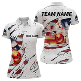 Maxcorners Us Flag Bowling Shirt For Men & Women 3D Custom Bowling Jersey Shirts Team Polo & Quarter-Zip