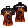 Maxcorners Custom Flame Skull Bowling Jersey for Men Bowling Uniform Polo & 1/4 Zip Bowling Team Shirts  LM1008