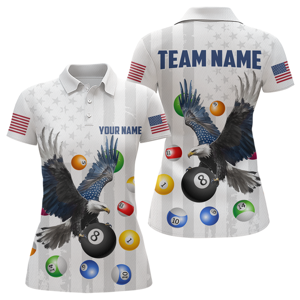 Maxcorners Personalized American Flag Billiards Shirt Eagle 8 Ball Billiards Billiard Shirt For Men And Women Polo Shirts & 1/4 Zip