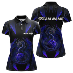 Maxcorners Blue Dragon Personalized Bowling Shirts For Men, Bowling Team Shirt Polo & Quarter-Zip