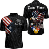 Maxcorners Personalized Billiard Shirt American Flag Eagle Billiard Jersey For Men And Women Quarter Zip Shirt Team