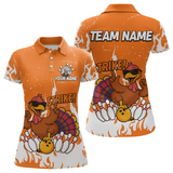 Maxcorners Custom Orange Funny Turkey Bowling Jersey for Men Thanksgiving Bowling Team Shirts LM2408