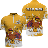 Maxcorners Custom Yellow Funny Turkey Bowling Jersey for Men Thanksgiving Bowling Team Shirts LM2408