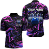 Maxcorners Pink Purple Bowling Custom Men Bowling Shirt Polo & Quarter-Zip Bowling Team Jerseys LM263
