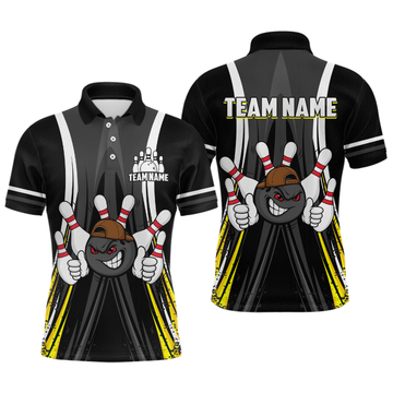 Maxcorners Custom Funny Bowling Men Shirts Bowling Uniform Polo & 1/4 Zip Bowling Team Jerseys