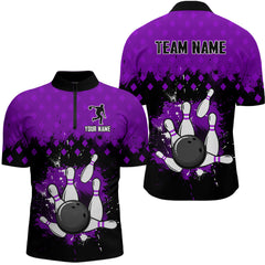 Maxcorners Purple Bowling Jersey Men And Women Custom Bowling Shirts Unisex Polo Bowling Team Shirt