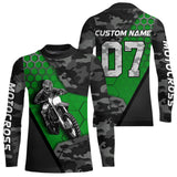 Maxcorners Green Motocross Jersey Upf30+ Custom Dirt Bike Jersey Mens Women Off-Road Jersey Adult&Kid MT2809