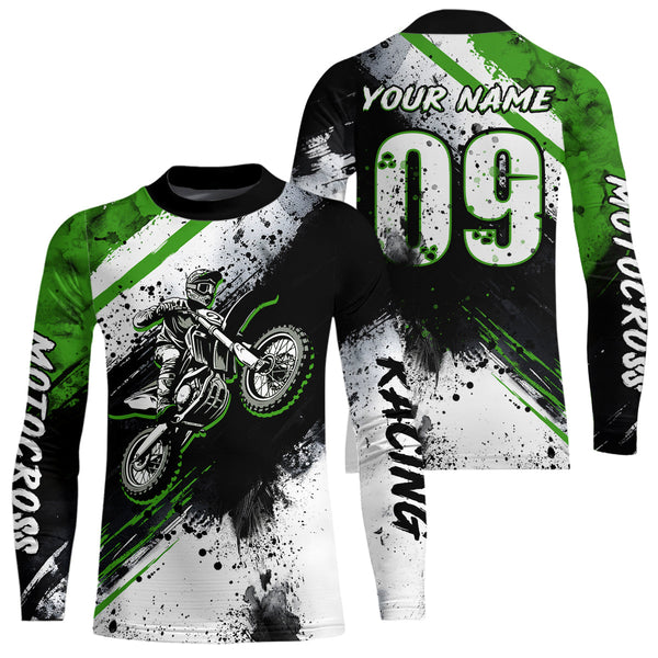 Maxcorners Adult green custom dirt bike jersey Motocross jersey upf30+ mens women Motocross Shirt| MT2709