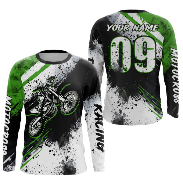 Maxcorners Adult green custom dirt bike jersey Motocross jersey upf30+ mens women Motocross Shirt| MT2709