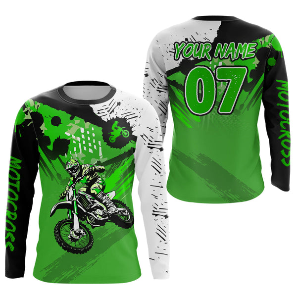 Maxcorners Custom Motocross Jersey Green Dirt Bike Clothes Upf30+ Mens Women Motorcycle Jersey| MT2709