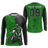 Maxcorners Custom Dirt Bike Jersey Green Motocross Jersey Upf30+ Mens Women Motocross Shirt| MT2809