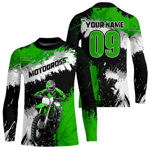 Maxcorners Adult&Kid Green Custom Motocross Jersey UPF30+ MX Racing Dirt Bike Racewear| MT2809