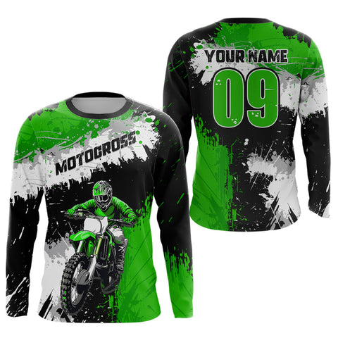 Maxcorners Green Custom Motocross Jersey UPF30+ MX Racing Dirt Bike Racewear LM2809