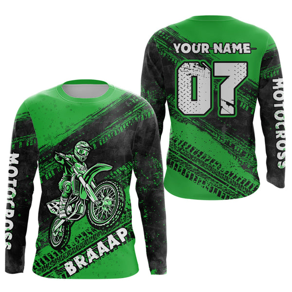 Maxcorners Custom Motocross Jersey Green Mens Women Upf30+ Dirt Bike Jersey Racing Shirt| MT2709