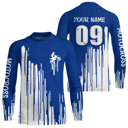 Maxcorners Adult&Kid blue custom dirt bike jersey Motocross jersey upf30+ mens women Motocross Shirt| MT2709