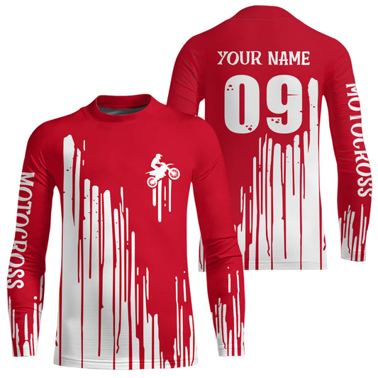 Maxcorners Adult&Kid red custom dirt bike jersey Motocross jersey upf30+ mens women Motocross Shirt| MT2709