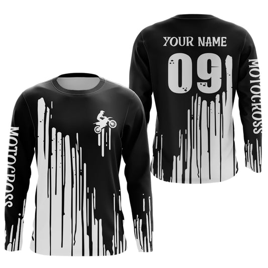 Maxcorners Adult&Kid black custom dirt bike jersey Motocross jersey upf30+ mens women Motocross Shirt| MT2709