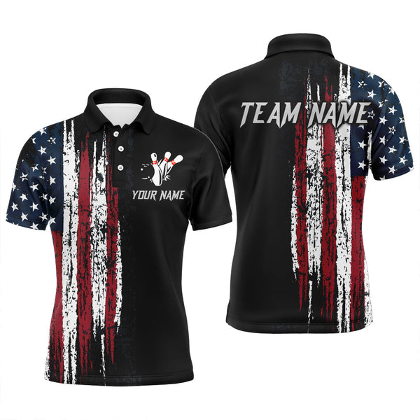 Maxcorners American Flag Bowling Jersey Men And Women Custom Bowling Shirts Unisex Polo Bowling Team Shirt