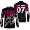 Maxcorners Pink Motocross Jersey Upf30+ Custom Dirt Bike Jersey Mens Women Off-Road Jersey Adult&Kid| MT2709