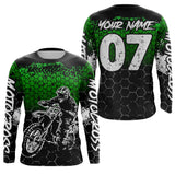 Maxcorners Green Motocross Jersey Upf30+ Custom Dirt Bike Jersey Mens Women Off-Road Jersey Adult&Kid| MT2709
