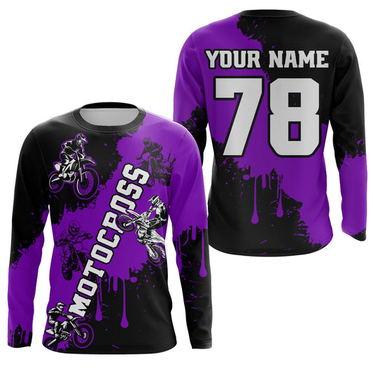 Maxcorners Purple custom dirt bike jersey adult&kid Motocross jersey upf30+ mens women Motocross Shirt| MT2709