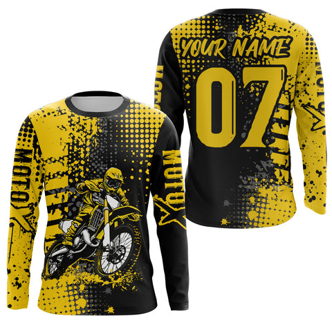Maxcorners Yellow Custom Dirt Bike Jersey Motocross Jersey Upf30+ Motocross Shirts LM2809