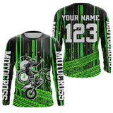 Maxcorners Green Motocross Jersey Upf30+ Custom Dirt Bike Jersey Mens Women Off-Road Jersey LM2809