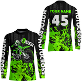 Maxcorners Adult&Kid green custom Motocross jersey upf30+ dirt bike jersey mens women Motocross Shirt| MT2709