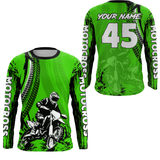 Maxcorners Adult&Kid Green Custom Motocross Jersey UPF30+ MX Racing Biker Off-road Dirt Bike Racewear| LM2809