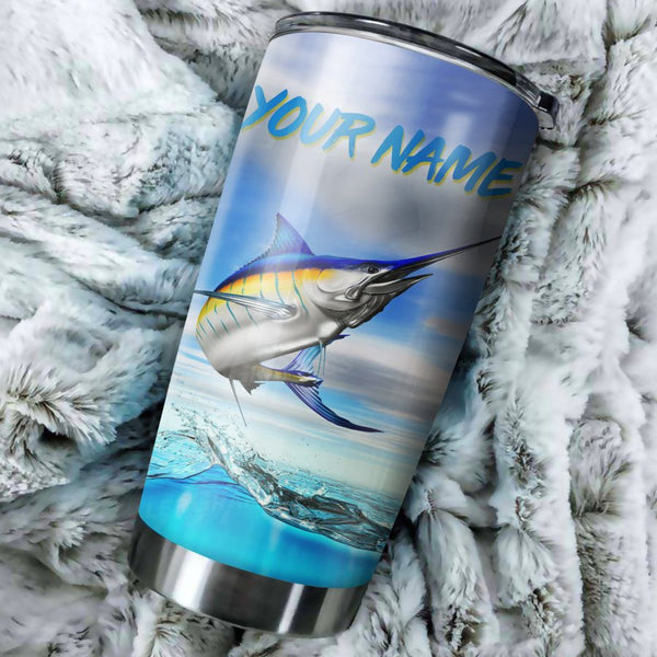 Maxcorners Blue Marlin fishing Tumbler Cup Customize Name