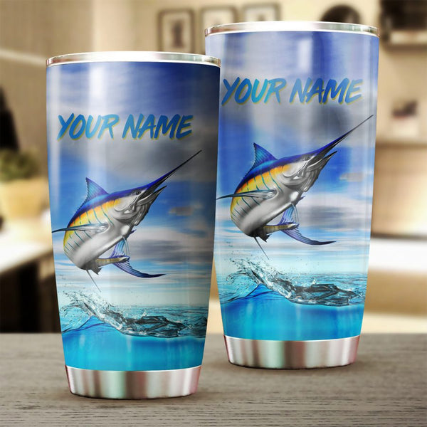 Maxcorners Blue Marlin fishing Tumbler Cup Customize Name