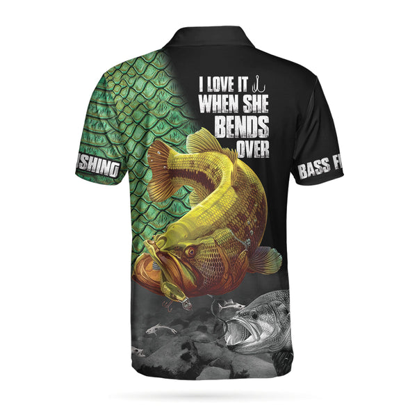 Maxcorners I Love It When She Bends Over Fishing Men 3D Polo