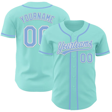 Maxcorners Custom Ice Blue Light Blue-White Authentic Baseball Jersey LM2605