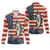 Maxcorners Personalized American Flag Fishing Shirt, Patriotic Bass Long Sleeve UPF For Men