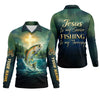 Maxcorners Jesus My Savior - Fishing My Therapy Shirt, Fishing UPF Shirts, Funny Fishing Shirt