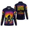 Maxcorners Gone Squatchin And Catching Sunset Fishing UPF Shirts, Funny Fishing Shirt, Sasquatch Fishing Shirts For Men