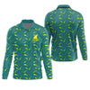 Maxcorners Green And Yellow Shark Pattern Performance Fishing Shirts, SPF Shirt For Men, Fishing Gifts For Men