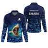 Maxcorners Shark Fishing Team Shirt, Blue Camo Fishing UPF Shirts, Fishing Gifts For Men, Fishing Shirt With Hood