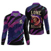 Maxcorners The Lone Below Shark And Skull Purple Fishing Shirt, SPF Shirt For Men, Men's Fishing Shirt