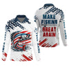 Maxcorners Make Fishing Great Again Patriotic Fishing Shirt, Red White Blue SPF Shirt For Men, Fishing Shirts For Men